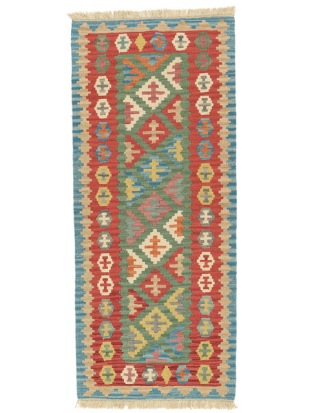  Orientalischer Kelim Ghashghai Teppich 81X193 Läufer Dunkelrot/Dunkelgrün Persien/Iran Carpetvista