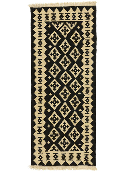 85X205 絨毯 オリエンタル キリム カシュガイ 廊下 カーペット ブラック/オレンジ ( ペルシャ/イラン) Carpetvista