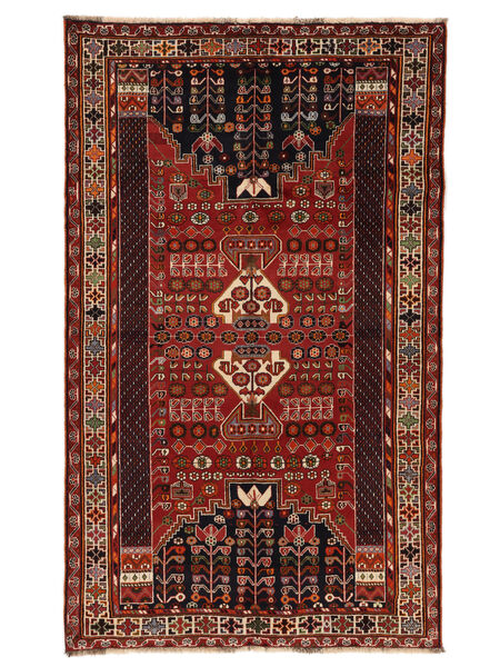 162X267 Tapis D'orient Ghashghaï Fine Noir/Rouge Foncé (Laine, Perse/Iran) Carpetvista