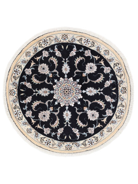  Nain Rug Ø 100 Persian Wool Black/Beige Small Carpetvista