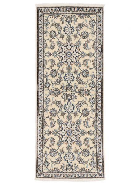 77X195 Nain Orientalisk Hallmatta Beige/Svart (Ull, Persien/Iran) Carpetvista