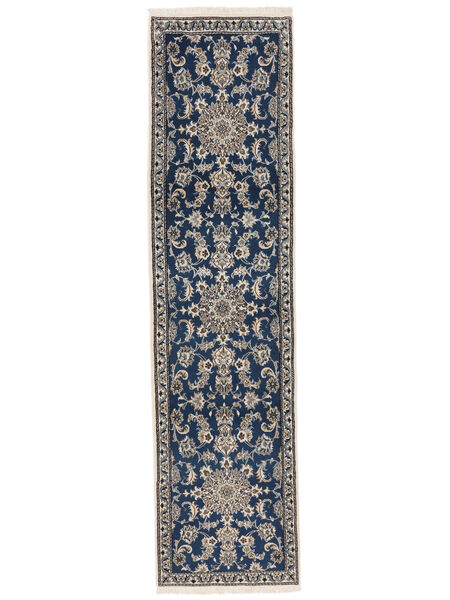 絨毯 ナイン 78X308 廊下 カーペット ブラック/ダークグレー (ウール, ペルシャ/イラン)