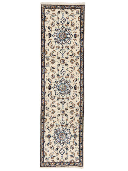 絨毯 ペルシャ ナイン 80X291 廊下 カーペット ベージュ/ブラック (ウール, ペルシャ/イラン)