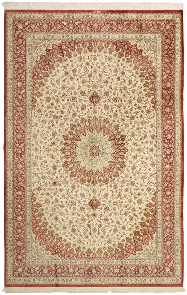 Qum Silk Rug 194X301 Brown/Orange Silk, Persia/Iran