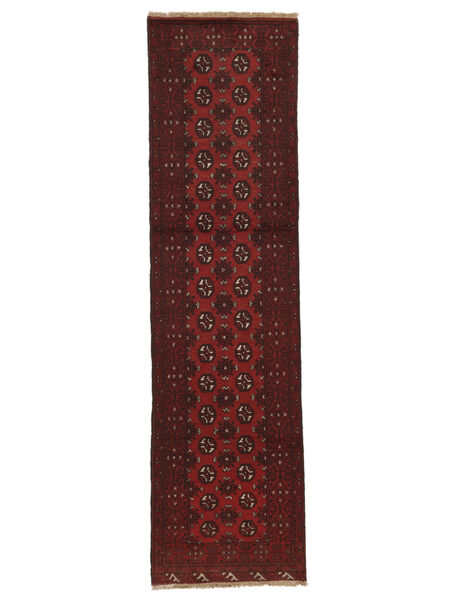 73X284 Dywan Afgan Fine Orientalny Chodnikowy Czarny/Ciemnoczerwony (Wełna, Afganistan) Carpetvista
