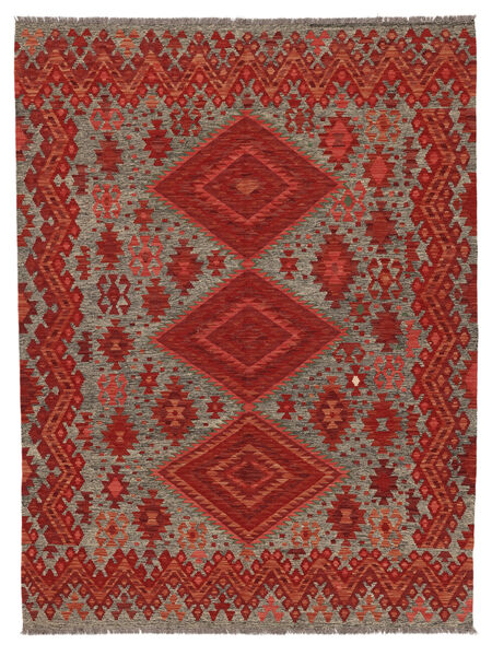  185X243 Kelim Afghan Old Style Teppe Mørk Rød/Brun Afghanistan Carpetvista