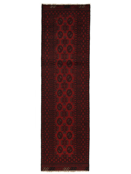 Tapis D'orient Afghan Fine 78X281 De Couloir Noir/Rouge Foncé (Laine, Afghanistan)