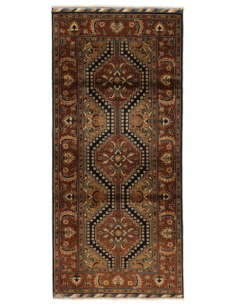 絨毯 オリエンタル Kunduz 89X195 廊下 カーペット ブラック/茶色 (ウール, アフガニスタン)