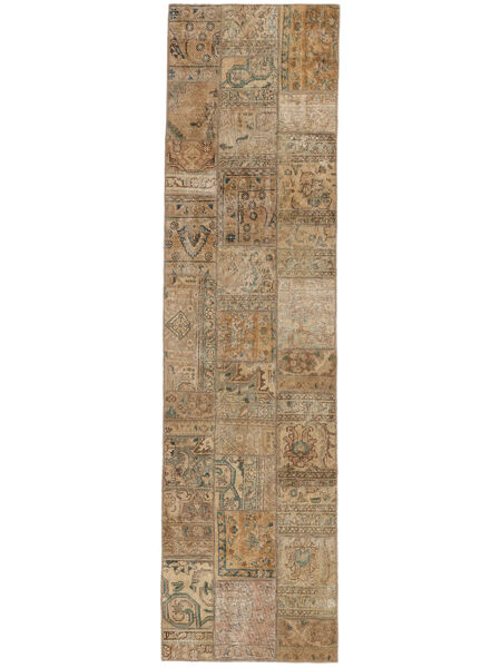 83X311 Patchwork Teppich Moderner Läufer Braun/Orange (Wolle, Persien/Iran) Carpetvista