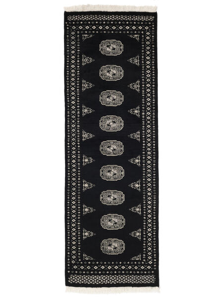 63X187 Pakistan Buchara 2Ply Teppich Orientalischer Läufer Schwarz/Dunkelgrau (Wolle, Pakistan) Carpetvista