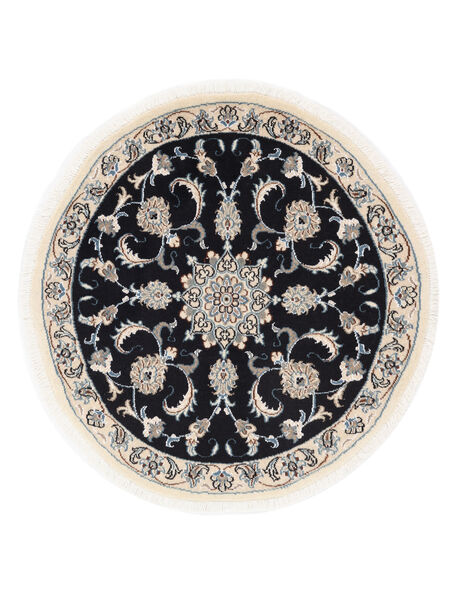  Oriental Nain Rug Ø 100 Round Black/Beige Wool, Persia/Iran Carpetvista