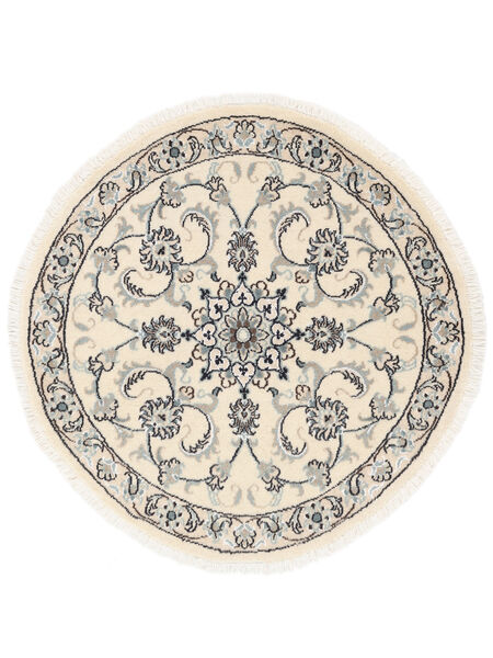  Ø 100 Dywan Orientalny Nain Okrągły Beżowy/Czarny (Wełna, Persja/Iran) Carpetvista