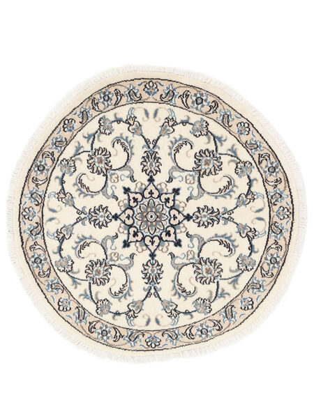  Ø 100 Nain Rug Oriental Round Beige/Dark Grey (Wool, Persia/Iran) Carpetvista