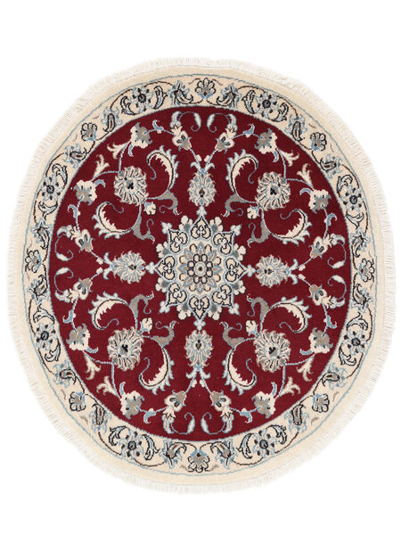  Nain Rug Ø 106 Persian Wool Beige/Dark Red Small Carpetvista