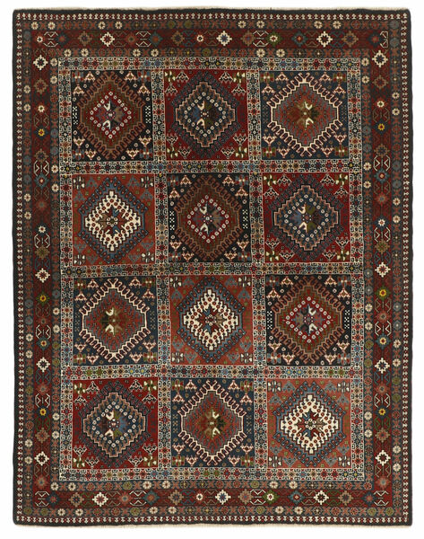  ヤラメー 絨毯 150X194 ペルシャ ウール ブラック/茶色 小