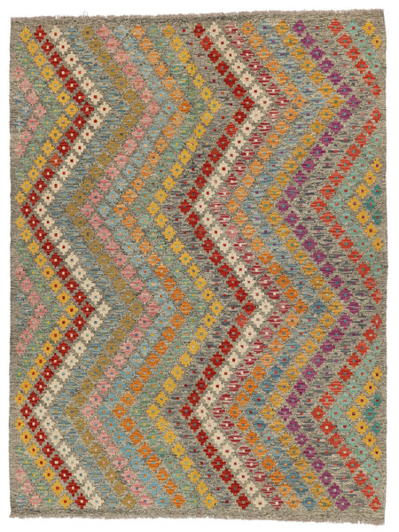  Orientalischer Kelim Afghan Old Stil Teppich 178X233 Braun/Dunkelgrün Wolle, Afghanistan Carpetvista