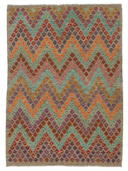  Kelim Afghan Old Style Matot 180X244 Ruskea/Tummanpunainen Carpetvista