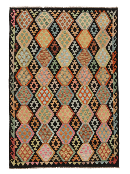  Orientalsk Kelim Afghan Old Style Teppe 180X263 Brun/Svart Ull, Afghanistan Carpetvista