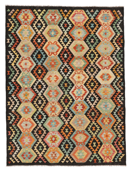  Kelim Afghan Old Style Vloerkleed 176X237 Wol Zwart/Oranje Carpetvista