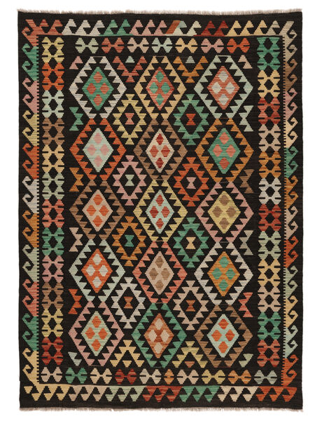 Kelim Afghan Old Style Matot Matto 177X246 Musta/Ruskea Villa, Afganistan Carpetvista