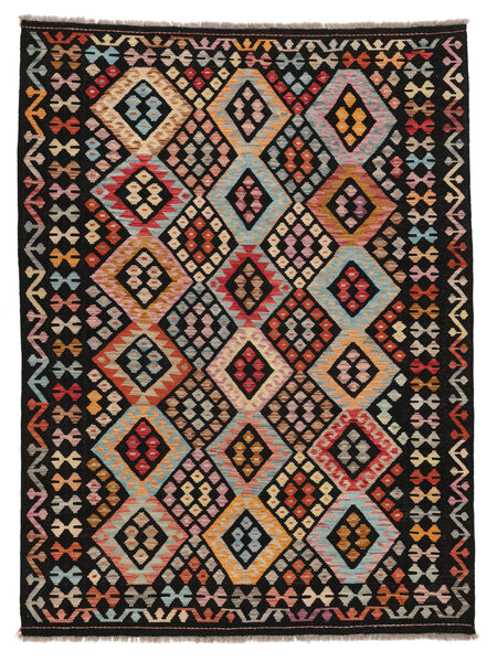 Tapete Kilim Afegão Old Style 186X251 Preto/Castanho (Lã, Afeganistão)