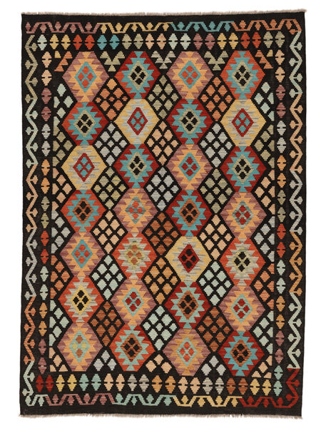 Tapete Kilim Afegão Old Style 175X247 Preto/Castanho (Lã, Afeganistão)