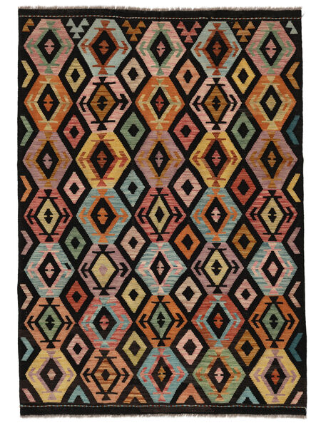  Kilim Afghan Old Style Tapis 176X249 De Laine Noir/Marron Carpetvista