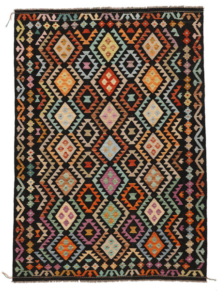 Koberec Kelim Afghán Old Style 178X251 Černá/Hnědá (Vlna, Afghánistán)