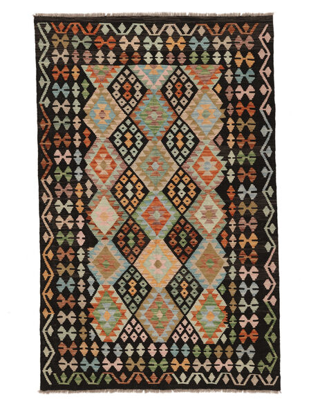155X242 Kelim Afghan Old Style Teppe Orientalsk Svart/Brun (Ull, Afghanistan) Carpetvista
