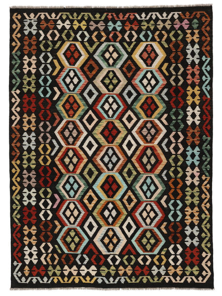 絨毯 キリム アフガン オールド スタイル 180X251 ブラック/茶色 (ウール, アフガニスタン)