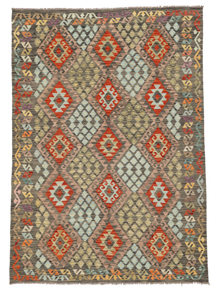 Kilim Afghan Old Style Rug 176X250 Brown/Green Carpetvista