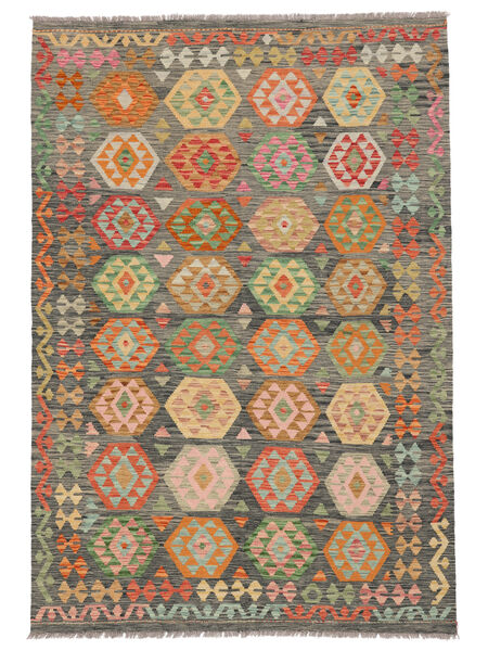  175X255 Kelim Afghan Old Stil Teppich Dunkelgelb/Braun Afghanistan Carpetvista