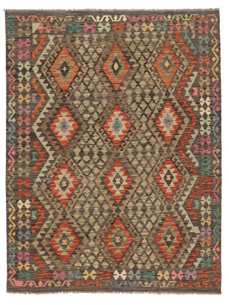 192X246 Kelim Afghan Old Stil Teppich Orientalischer Braun/Schwarz (Wolle, Afghanistan) Carpetvista