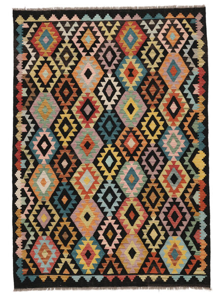 絨毯 キリム アフガン オールド スタイル 174X246 ブラック/茶色 (ウール, アフガニスタン)