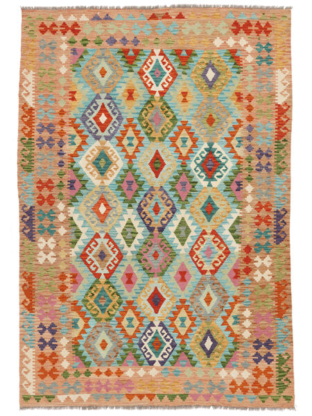 207X302 絨毯 キリム アフガン オールド スタイル オリエンタル 茶色/グリーン (ウール, アフガニスタン) Carpetvista