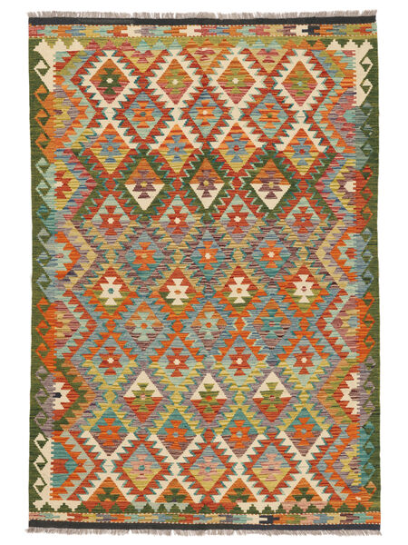 絨毯 オリエンタル キリム アフガン オールド スタイル 165X241 茶色/グリーン (ウール, アフガニスタン)