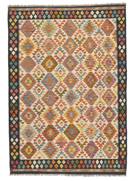 172X246 Tapis Kilim Afghan Old Style D'orient Marron/Noir (Laine, Afghanistan) Carpetvista