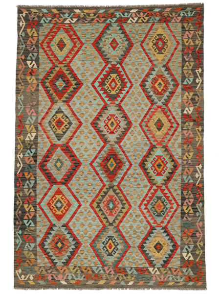 絨毯 オリエンタル キリム アフガン オールド スタイル 189X288 茶色/グリーン (ウール, アフガニスタン)