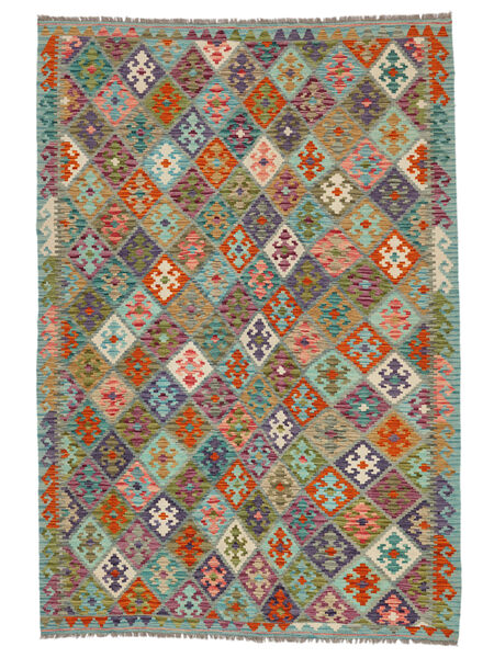 202X295 Tapete Oriental Kilim Afegão Old Style Castanho/Verde (Lã, Afeganistão) Carpetvista