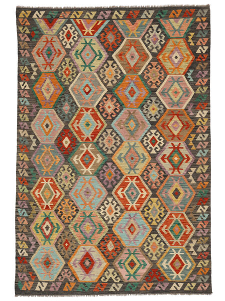 202X297 Kilim Afghan Old Style Rug Oriental Brown/Black (Wool, Afghanistan) Carpetvista