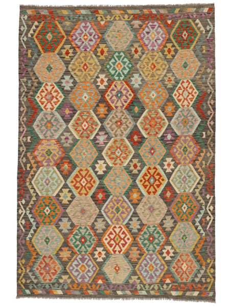  Kilim Afghan Old Style Rug 201X295 Wool Brown/Green Carpetvista
