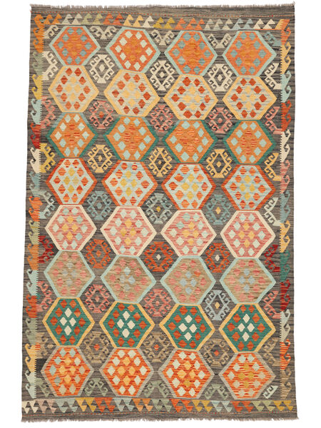 絨毯 キリム アフガン オールド スタイル 194X299 茶色/ダークイエロー (ウール, アフガニスタン)