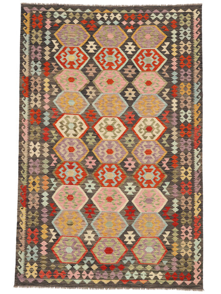 絨毯 キリム アフガン オールド スタイル 197X300 茶色/ブラック (ウール, アフガニスタン)