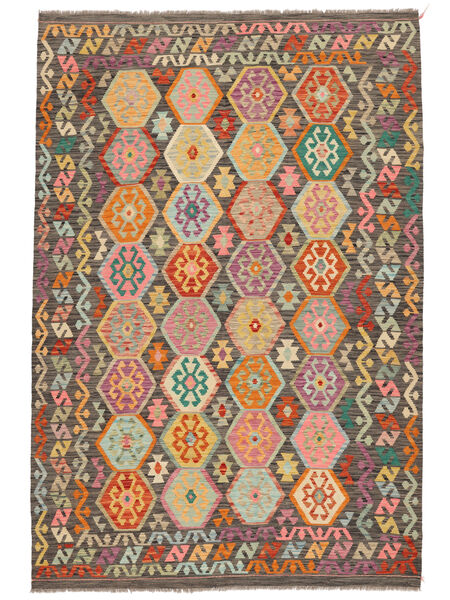  202X294 Kelim Afghan Old Stil Teppich Braun/Grün Afghanistan Carpetvista