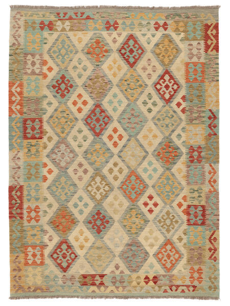 Kelim Afghan Old Stil Teppich 182X251 Orange/Dunkelgelb Wolle, Afghanistan Carpetvista