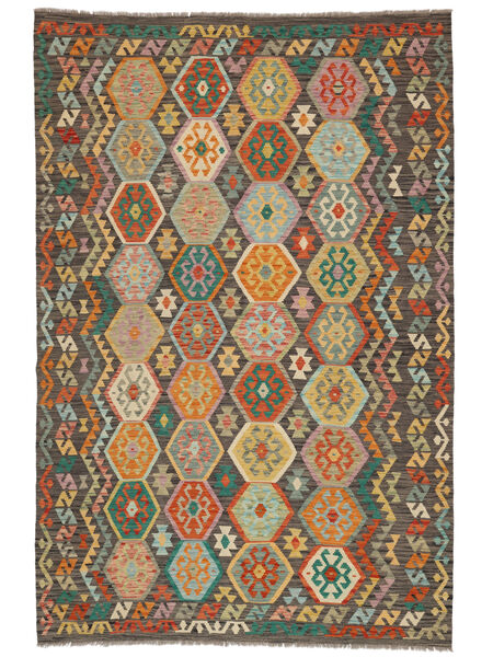  Orientalsk Kelim Afghan Old Style Teppe 198X297 Brun/Grønn Ull, Afghanistan Carpetvista