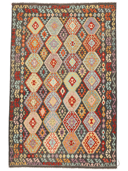 202X306 絨毯 キリム アフガン オールド スタイル オリエンタル 茶色/グリーン (ウール, アフガニスタン) Carpetvista