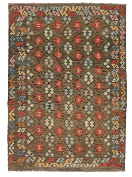 Kelim Afghan Old Stil Teppich 174X241 Braun/Schwarz Wolle, Afghanistan Carpetvista
