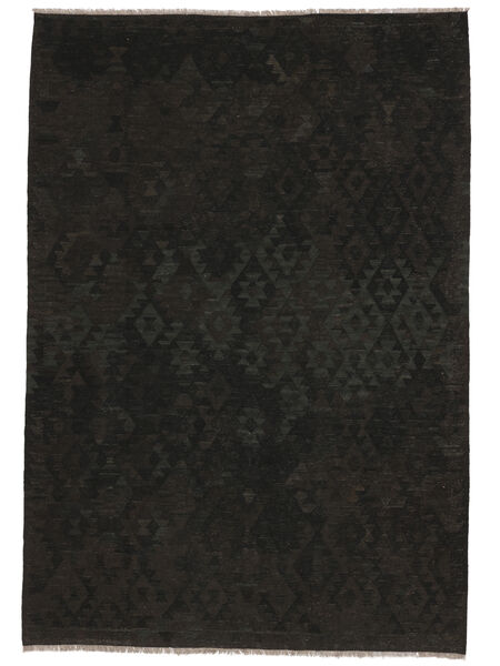  Oriental Kilim Afghan Old Style Rug 209X303 Black Wool, Afghanistan Carpetvista