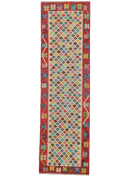  Kilim Afegão Old Style Tapete 85X292 Lã Vermelho Escuro/Preto Pequeno Carpetvista